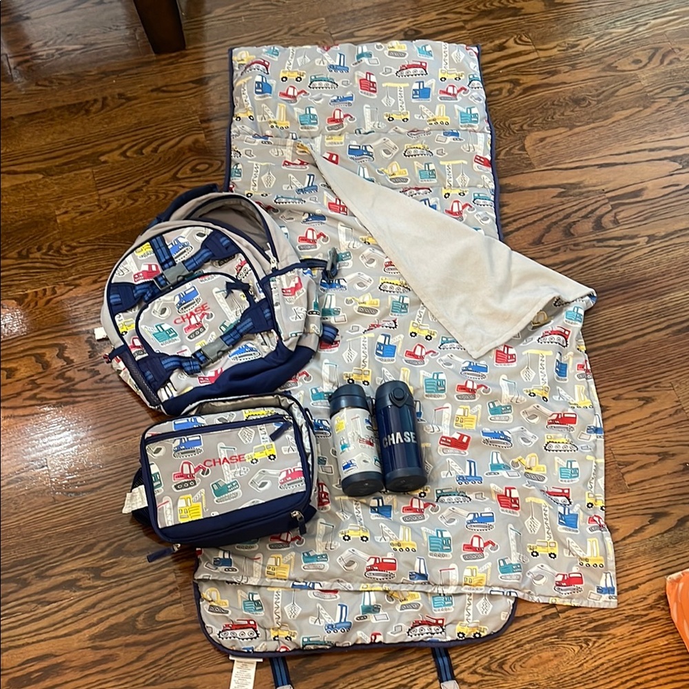 Pottery Barn Kids Construction Print Backpack Set